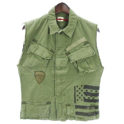 中古 ビームスボーイ シャツ ノースリーブ ベスト ミリタリー リメイク 切りっぱなし 緑系 カーキ メンズの通販はau Pay マーケット ブランド古着のベクトル
