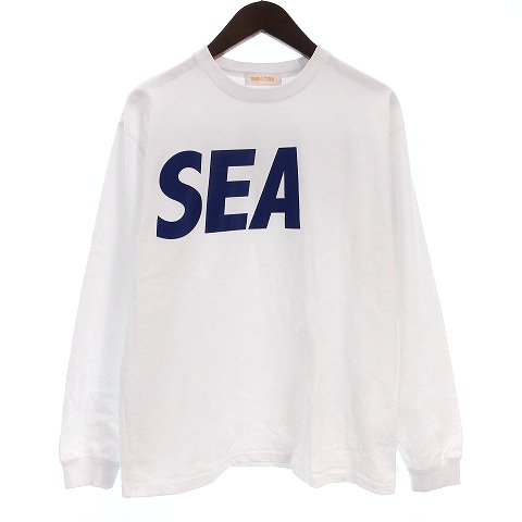 ウィンダンシー Tシャツ カットソー 長袖 丸首 ロゴ プリント 白 S ...