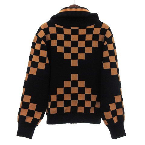 中古】ルイヴィトン 19AW チェッカーボード ニットジャケット LVロゴ