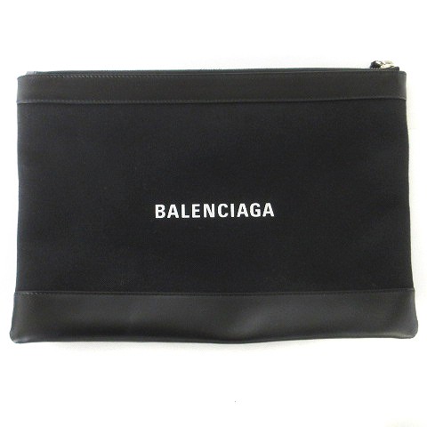 中古】バレンシアガ BALENCIAGA ネイビークリップM クラッチ セカンド