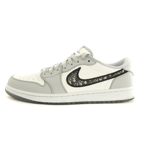 【中古】ナイキ × DIOR Air Jordan 1LOW OG スニーカー ローカット グレー CN8608-002 白 グレー 27 US9  ☆AA★｜au PAY マーケット