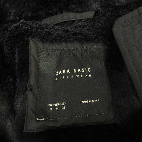 中古】ザラ ZARA ダウンジャケット 長袖 フード 付き ジップアップ 黒