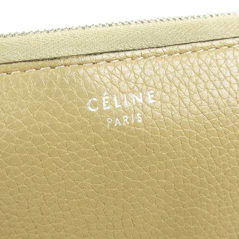 【中古】セリーヌ CELINE 長財布 ラウンドファスナー レザー ロゴ 刻印 ベージュ ウォレット ■SM1 レディース｜au PAY マーケット