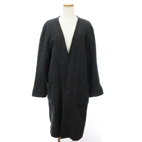 中古】OUTIL ウティ MANTEAU OLORON ウール ノーカラー ショップコート