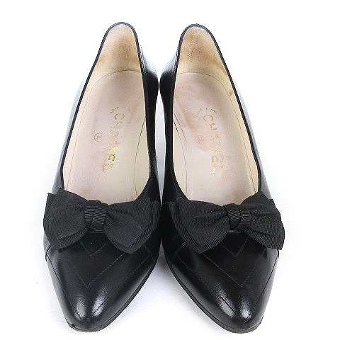 【希少】CHANEL ローファー　ヒール　革靴　パンプス　黒　ブラック　レザーTのブランド一覧