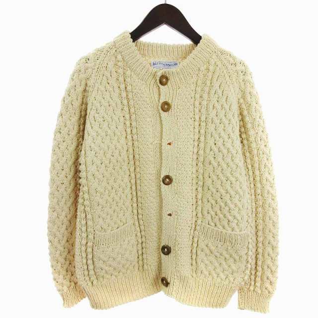 【中古】インバーアラン SHIPS 4A ARAN CARDIGAN HAND KNITTERS カーディガン アラン編み ニット アイボリー ■SM1