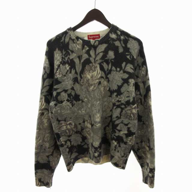 【中古】シュプリーム 19SS Printed Floral Angora Sweater フローラル ニット セーター 長袖 アンゴラ混 グレー S