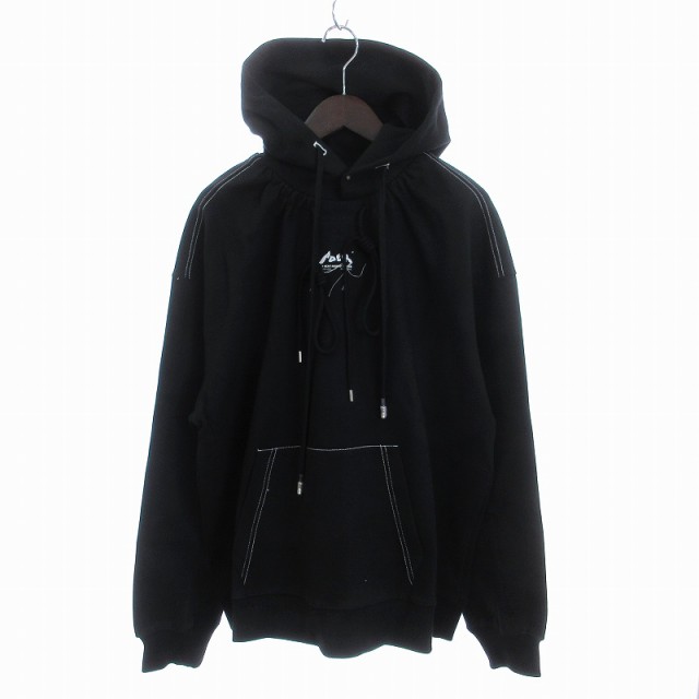 【中古】未使用品 タグ付き アダーエラー 21AW Hoodie フーディ パーカー プルオーバー 刺繍 ロゴ 黒 A1 ■SM3