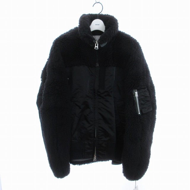 【中古】未使用品 サカイ タグ付き 22AW Faux Shearling Nylon Twill Blouson ブルゾン ジャケット 黒 2 ■SM3