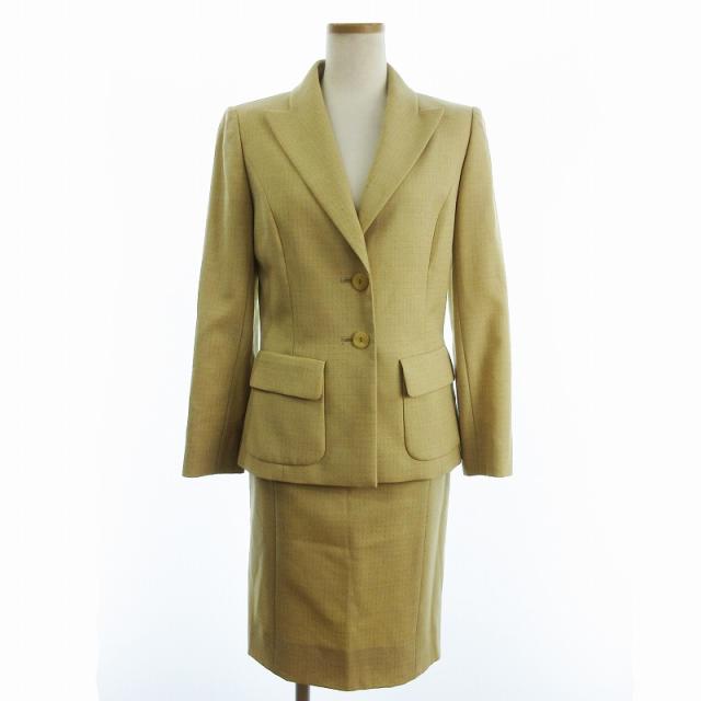 【中古】ジバンシィ  セットアップ フォーマル テーラードジャケット スカート ひざ丈 ドット ウール ベージュ 36の通販は 8,134円