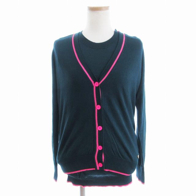 【中古】ポールスミス 美品 アンサンブル ニット カーディガン ニット カットソー 長袖 カシミヤ混 緑 ピンク Mの通販は 9,800円