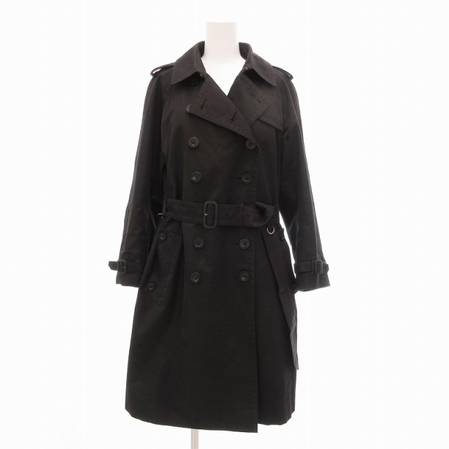 【中古】アクアスキュータム AQUASCUTUM トレンチコート ジャケット ダブル ライナー付 裏地レース 10 M ブラックの通販は