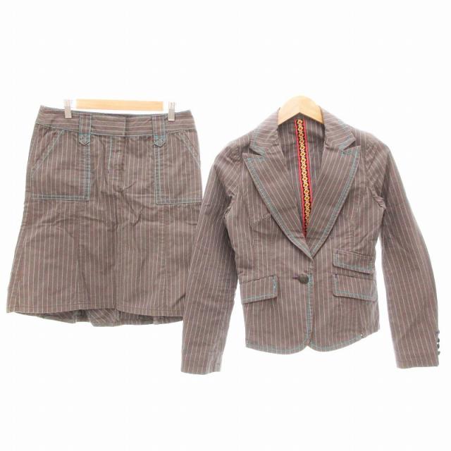 【中古】グレースコンチネンタル GRACE CONTINENTAL スカートスーツ セットアップ ジャケット 1B ストライプ 38 Mの通販は