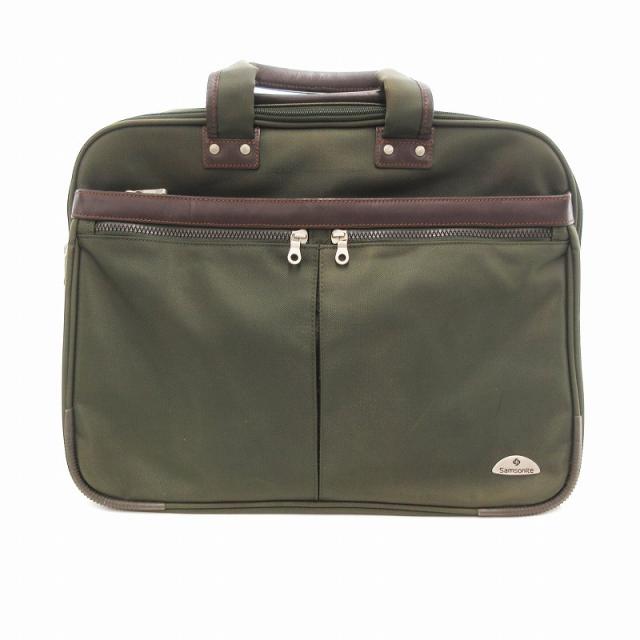 【中古】サムソナイト Samsonite ブリーフケース ハンドバッグ ショルダー 2WAY ロゴ 素材切替 カーキ /JSの通販は 4,590円