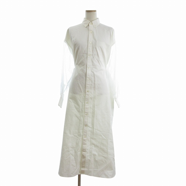 【中古】ハイク HYKE ワンピース オックスフォード シャツドレス 袖透け 201-26002 コットン 1 S 白 ホワイトの通販は