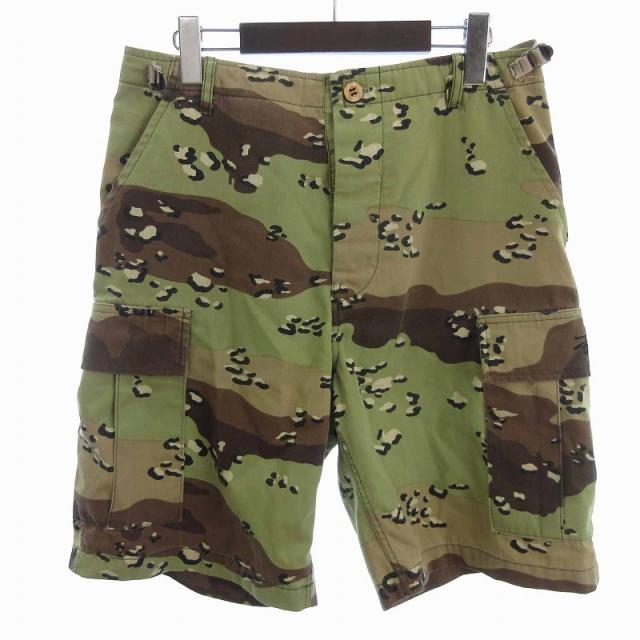 【中古】ステューシー STUSSY 90S ショートパンツ ハーフパンツ ショーツ 迷彩 総柄 茶 ブラウン L ☆AA★ メンズの通販は