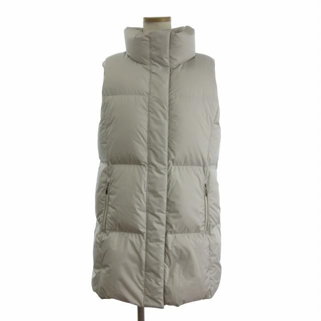 【中古】レリアン Leilian ダウンベスト スタンドカラー 無地 ジップアップ アイボリー 9 レディース