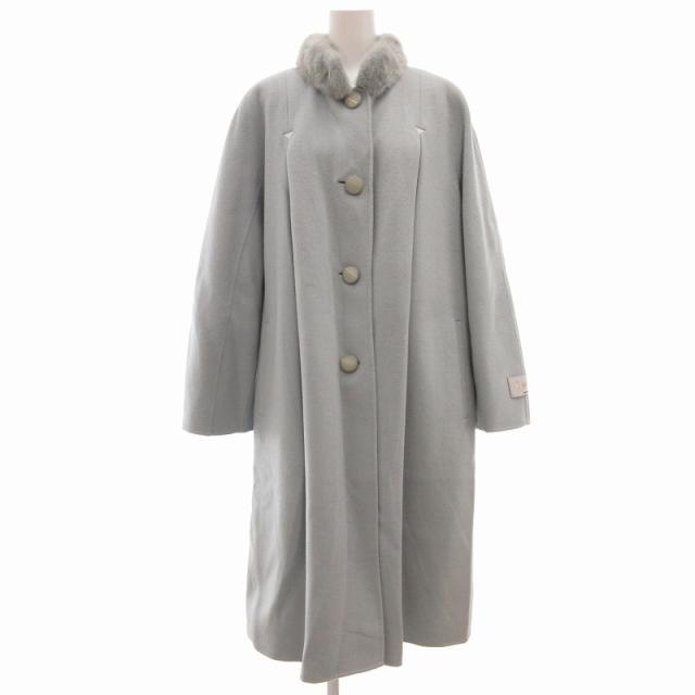 【中古】キャノンクリエーション CANNON CREATION ヴィンテージ ロングコート カシミヤ100％ ミンクファー 9AR 水色