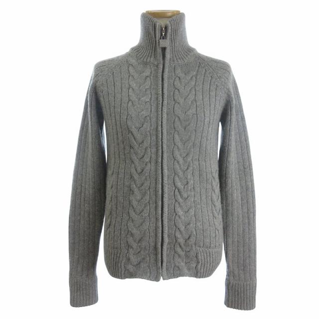 【中古】シャネル CHANEL 美品 05AW ニットジャケット ケーブル カシミヤ ジップアップ P26503V01995 グレー 38