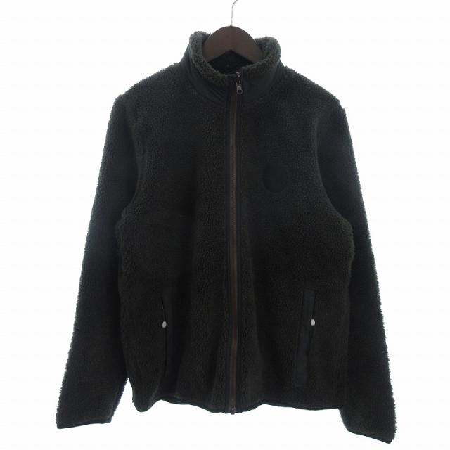 【中古】ステューシー STUSSY ボアジャケット 長袖 ロゴ ワッペン ジップアップ 茶 ブラウン S メンズ