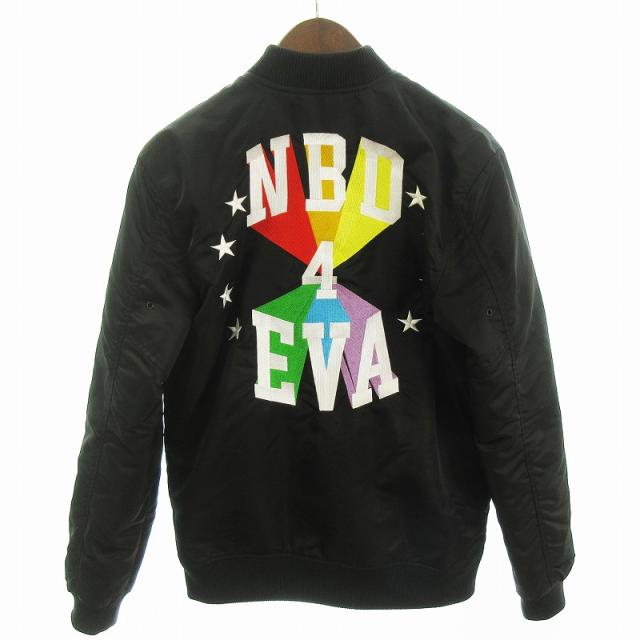 中古】ユニフ UNIF ブルゾン ジャケット ノーカラー 刺繍 黒 ブラック