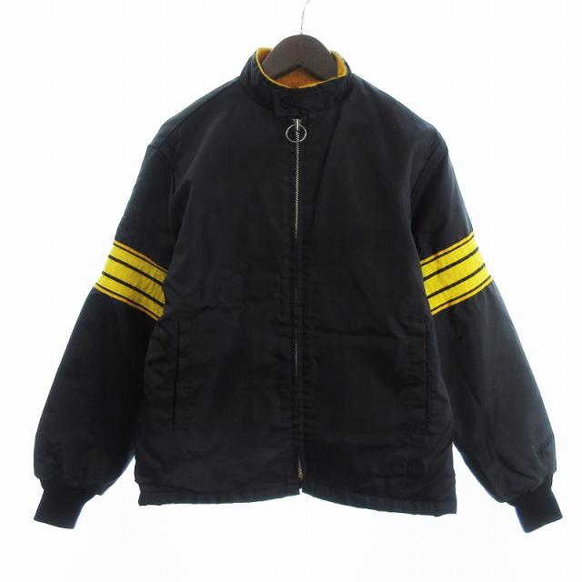 【中古】スウィングスター 80s ヴィンテージ レーシングジャケット ブルゾン ジップアップ ナイロン 裏毛 黄 黒 S