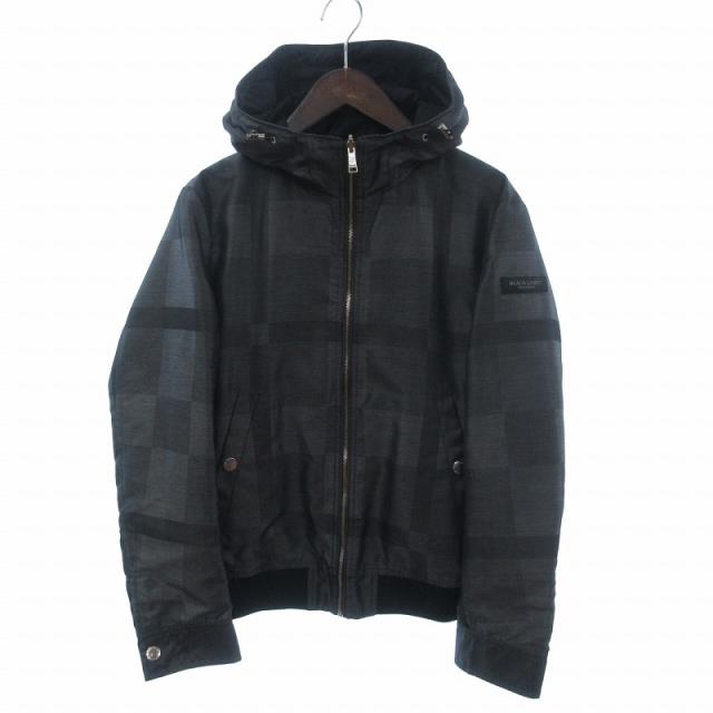【中古】ブラックレーベルクレストブリッジ 美品 リバーシブル ジップジャケット ブルゾン フード グレー 黒 M
