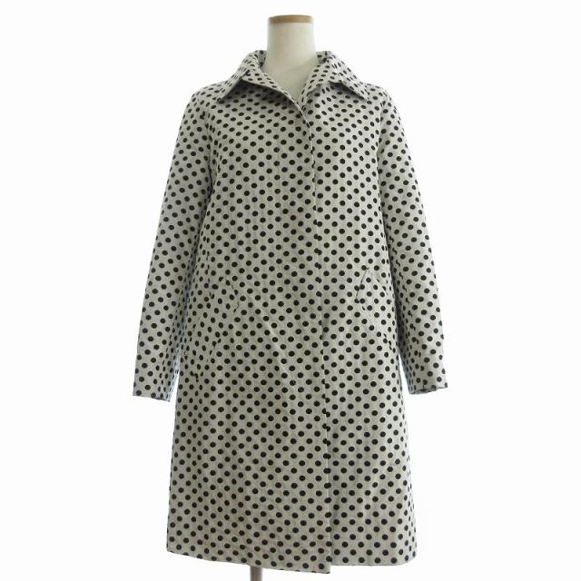 【中古】マックスマーラ ウィークエンドライン ステンカラーコート Aライン 水玉 ドット柄 長袖 40 白 黒