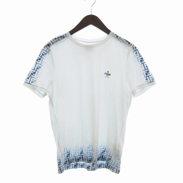 【中古】フェンディ FENDI 美品 23SS Tシャツ カットソー 半袖 クルーネック FF柄 プリント FY0894 AN21 白 M