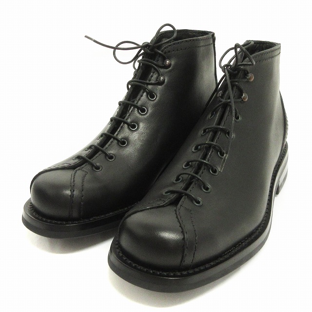 【中古】シルバノマッツァ 美品 モンキーブーツ ショート レースアップ レザー 黒 ブラック 35 ■OOM レディース