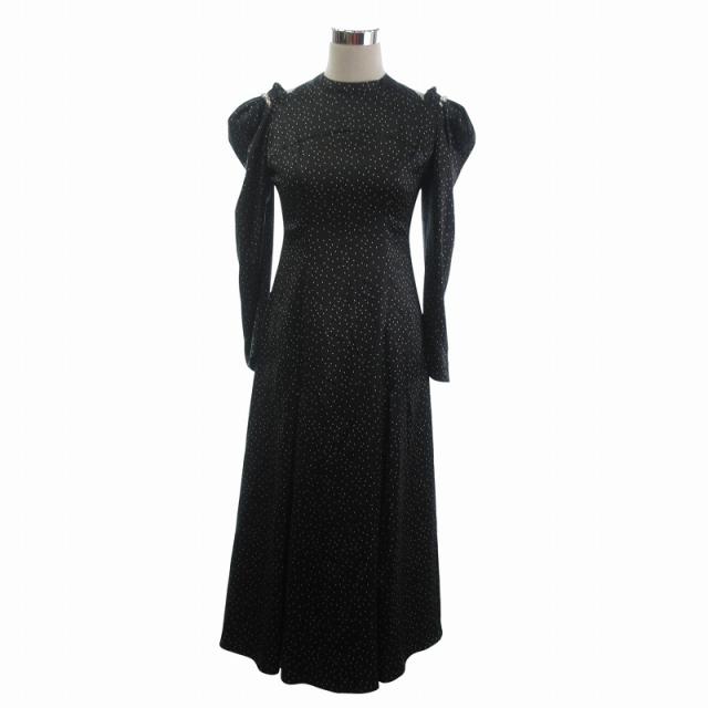 【中古】未使用品 ハーリップトゥ タグ付き Date Night Polka-dot Dress ワンピース 長袖 ロング 1234305153 黒 S