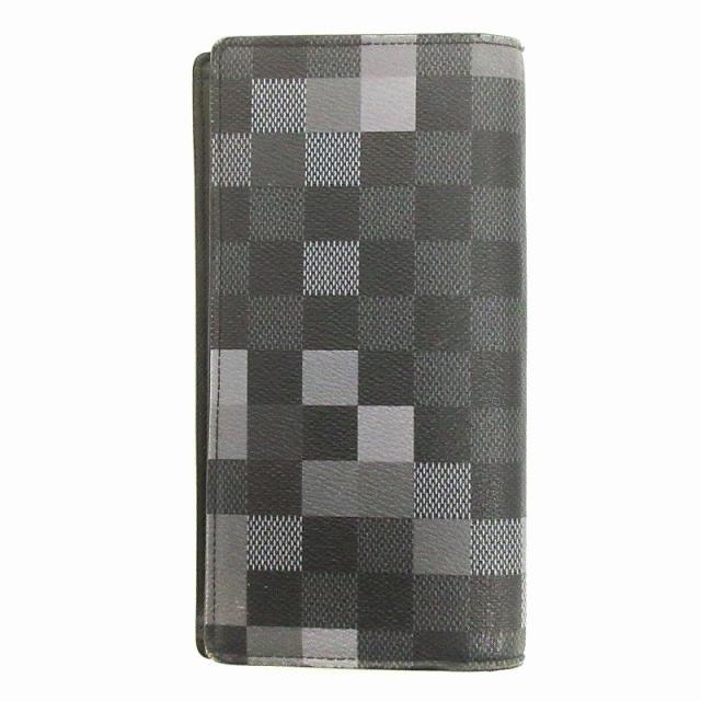 ダミエパターン ブラックレザー 長財布 ルイ・ヴィトンダミエパターン