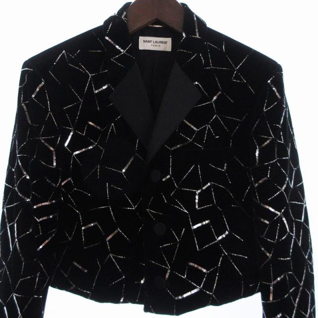 中古】サンローラン パリ スパンコール ベルベット テーラード