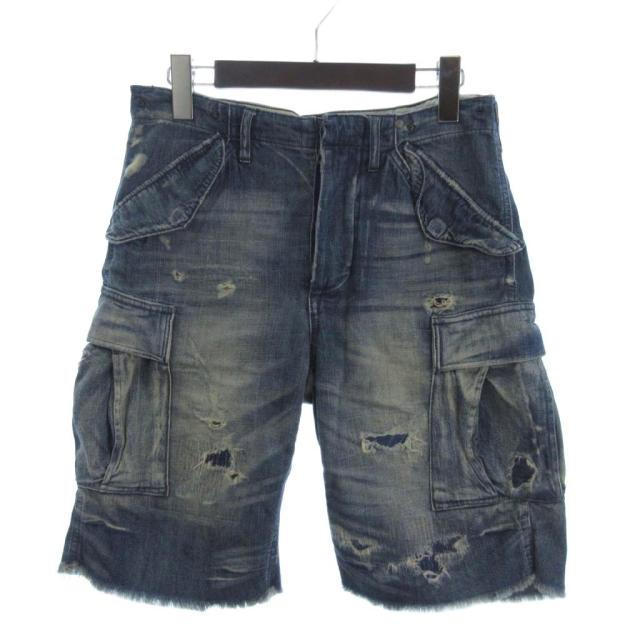 【中古】デニム&サプライ ラルフローレン ショートパンツ ハーフ デニム ヴィンテージ加工 カットオフ 青 28