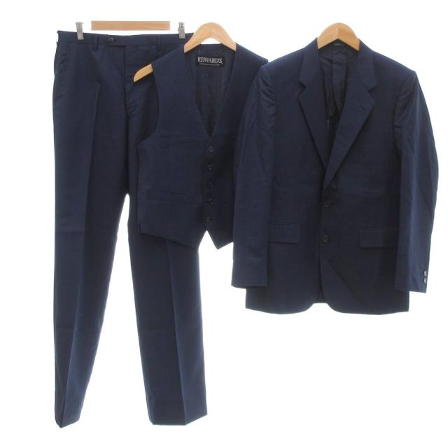 【中古】エドワーズ EDWARD'S スーツ セットアップ テーラードジャケット パンツ スラックス ベスト 3ピース 96