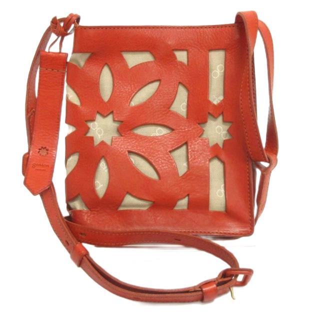 genten バッグ 赤 genten 赤レザー カットアウト トートバッグ