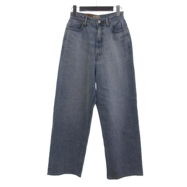 【中古】未使用品 ヤヌーク タグ付き ルーズストレートJOAN ジーンズ デニムパンツ インディゴ 青 ブルー 25