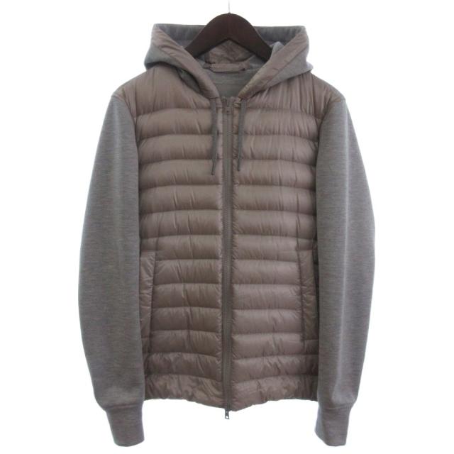 【中古】ヘルノ ウォーターレペレント ナイロン ライトダウン ハイブリッド ジャケット グレージュ 44 メンズ