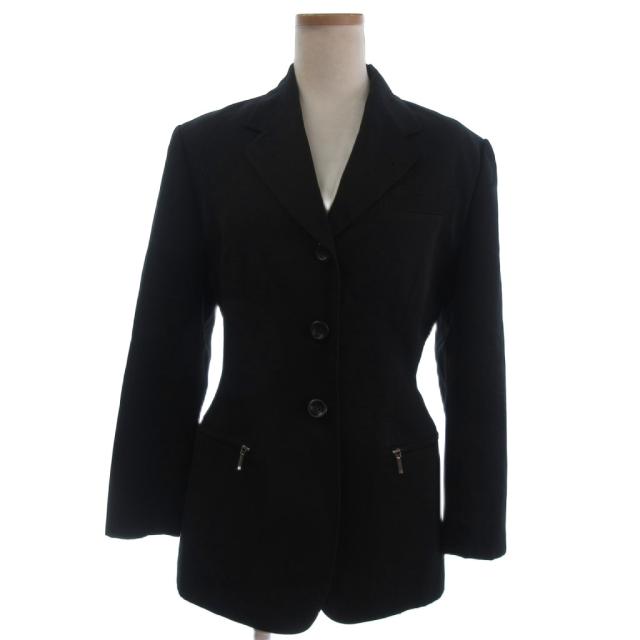 【中古】ジュニアゴルチェ テーラードジャケット ブレザー シングル 3B 裏地総柄 黒 ブラック 40 ■FF レディース