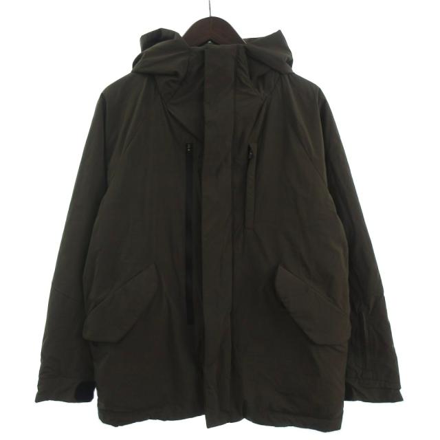 【中古】ナノユニバース 西川ダウン ジャケット ブルゾン フルジップ フード  668-9214006 緑 カーキ S メンズ