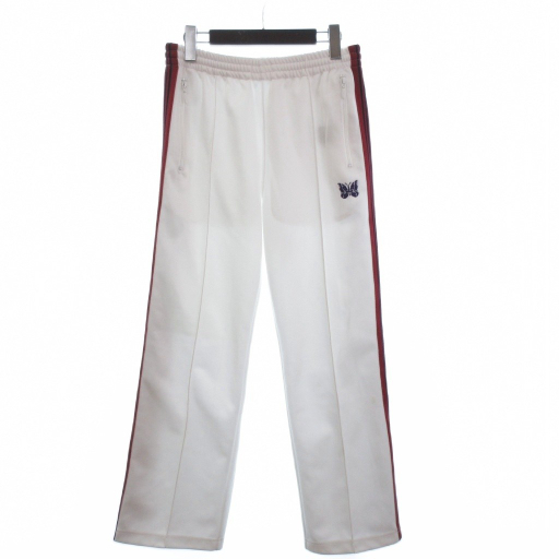 【中古】ニードルス ニードルズ トラックパンツ ジャージ サイドライン ウエストゴム ロゴ 刺繍 EJ198 白 S ■OM