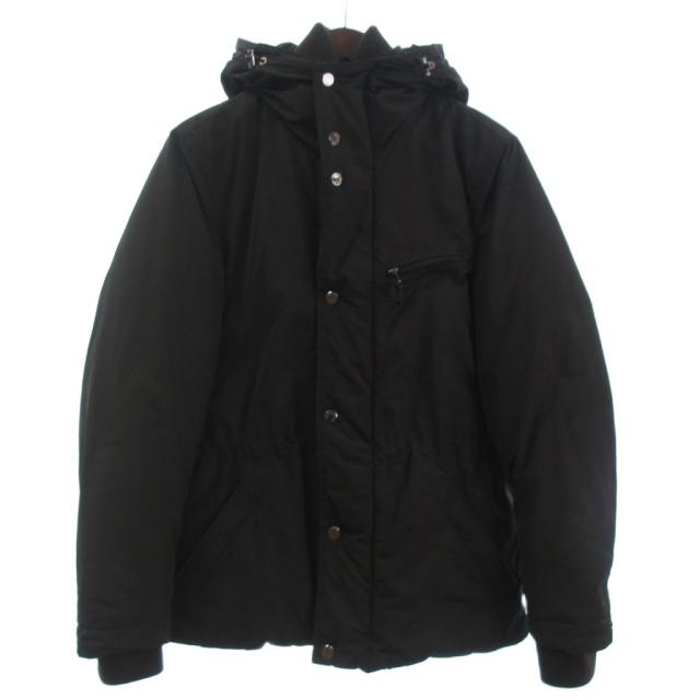 【中古】モンクレール ダウンジャケット 長袖 リブニット フード ダブルジップ 無地 ダークブラウン 0 ☆AA★