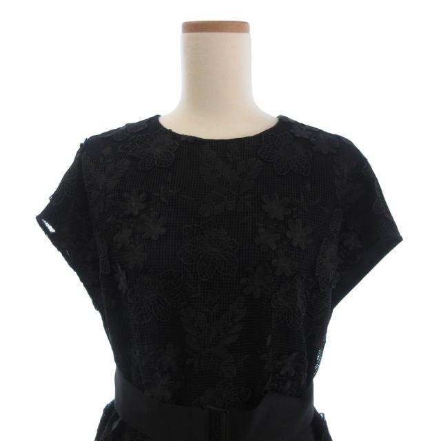 中古】アドーア ワンピース ロング フレンチスリーブ レース 刺繍 花柄