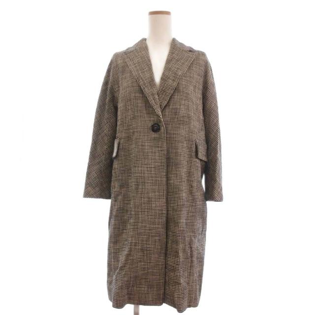 【中古】Sマックスマーラ 'S Max Mara チェスターコート 千鳥格子 長袖 コットン 40 ベージュ 黒 ブラック
