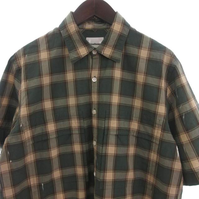 【中古】コロン ショートスリーブ ダブルポケットシャツ 半袖 コットン チェック CSH-15 緑 グリーン 1 メンズ_2