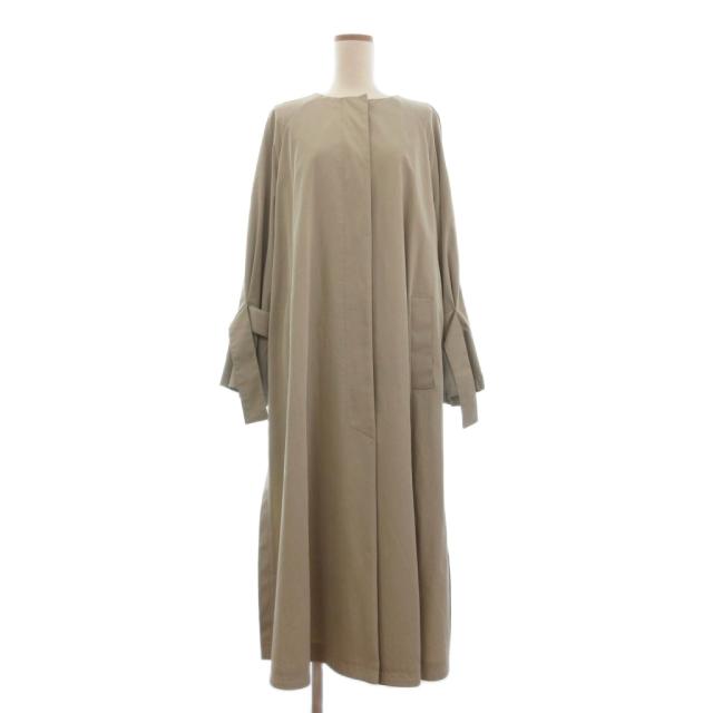 【中古】アドーア ADORE ノーカラーコート ロング丈 長袖 コットン 531-8152108 ベージュ 38 レディース