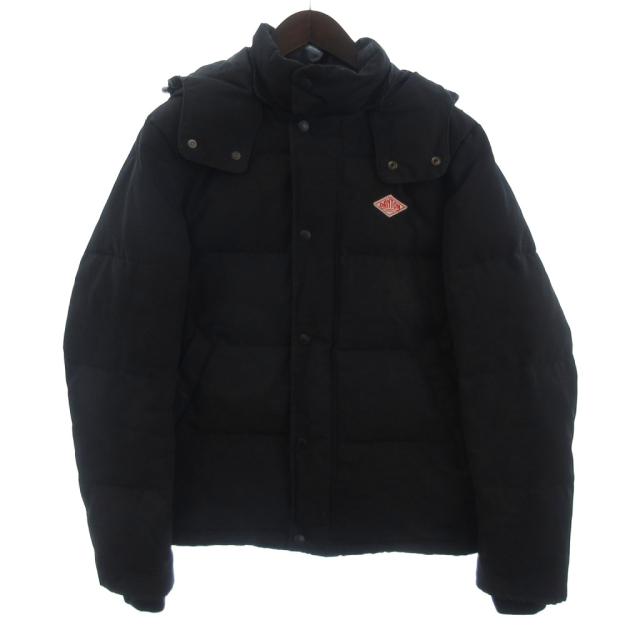 【中古】ダントン DANTON ダウンジャケット ブルゾン フルジップ ワンポイント 黒 ブラック 38 メンズ