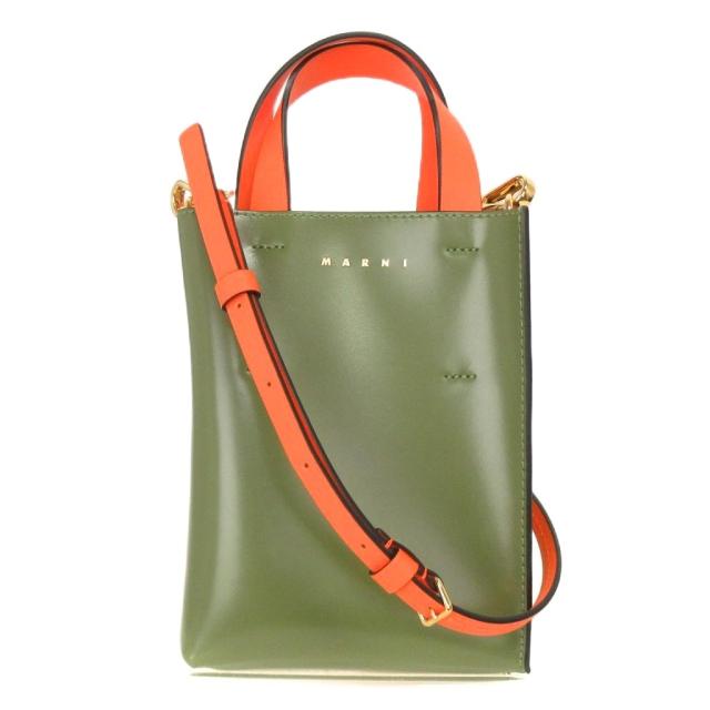 【中古】マルニ MARNI 美品 Museo Nano ショルダーバッグ 斜め掛け ハンド 2WAY ロゴ SHMP0050Y3 緑 グリーン 鞄