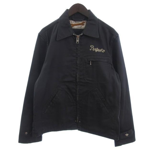 【中古】ショット コーチジャケット ブルゾン PERFECTO フルジップ 星 スタッズ 刺繍 3112000 グレー L メンズ
