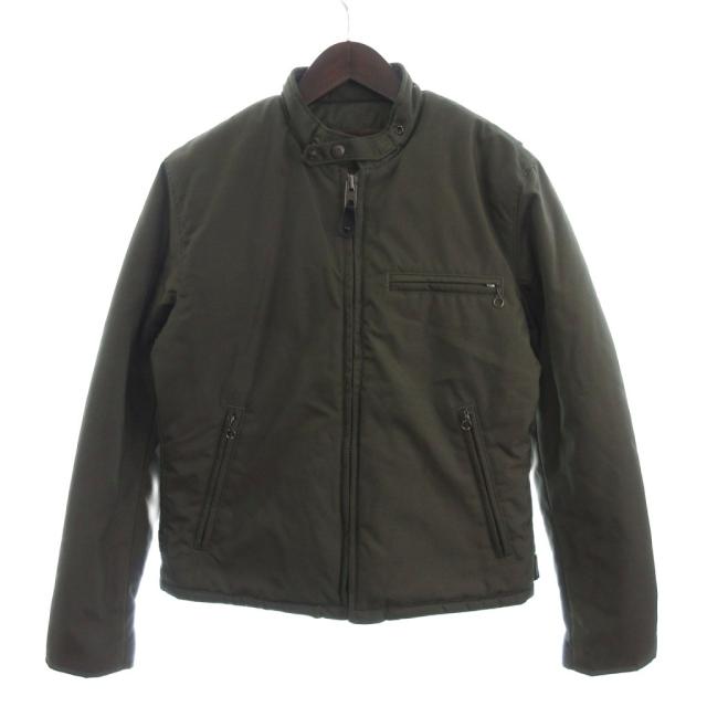【中古】ショット ジャケット ブルゾン コーデュラナイロン フルジップ 3162016 裏ボア 緑 オリーブ M メンズ